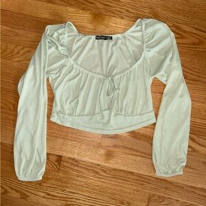 Nasty Gal Mint Green Long Sleeve Crop Top